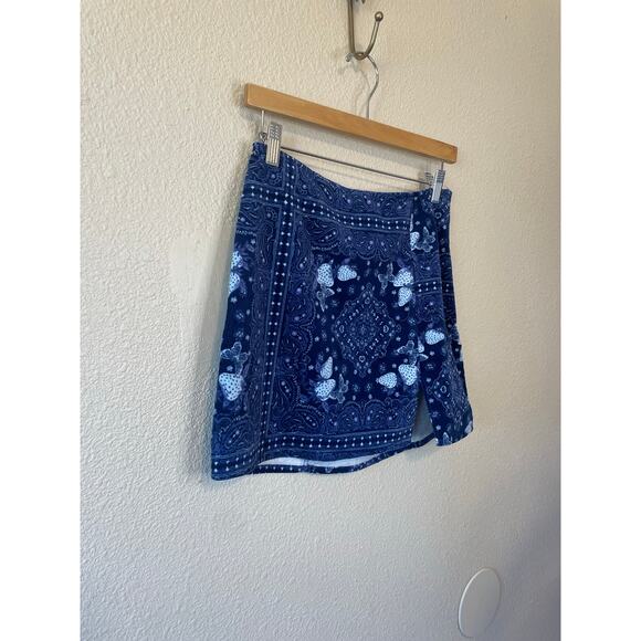 Urban Outfitters Navy Blue Bandana Strawberry Print Mini Skirt Med Cottagecore - Picture 6 of 13